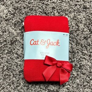 Cat & Jack Vibrant Red Sweater Tights